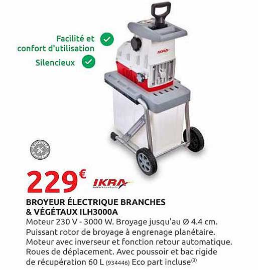 broyeur électrique branches & végétaux ilh3000a ikra