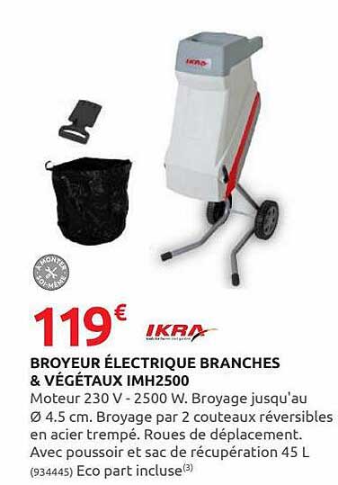 Broyeur électrique Branches & Végétaux Imh2500 Ikra