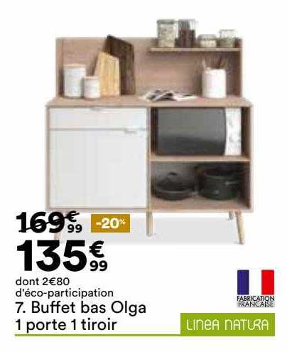 buffet bas olga 1 porte 1 tiroir