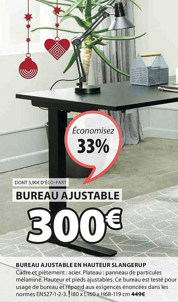 bureau ajustable en hauteur slangerup