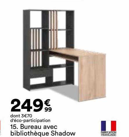 bureau avec bibliothèque shadow