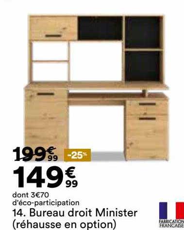 Bureau Droit Minister (réhausse En Option)