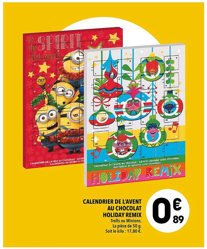 calendrier de l'avent au chocolat holiday remix