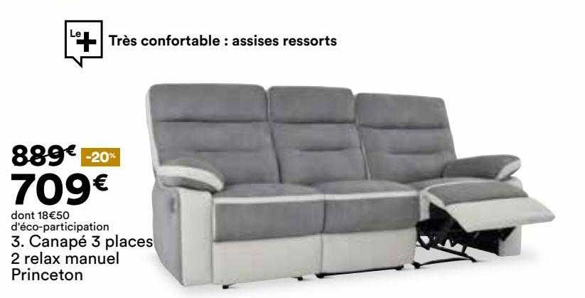 canapé 3 places 2 relax manuel princeton