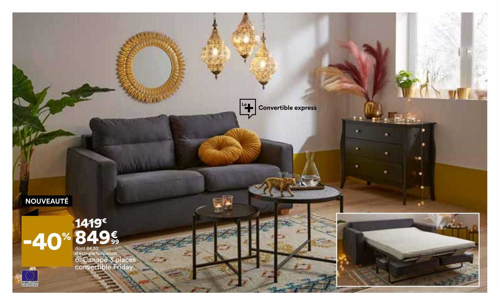 Canapé 3 Places Convertible Friday
