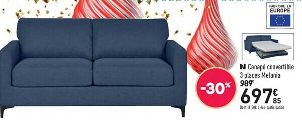 canapé convertible 3 places melania