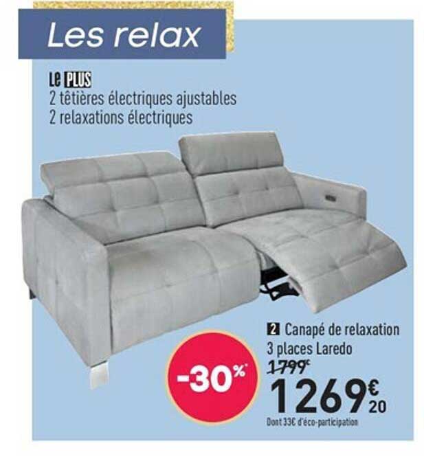 canapé de relaxation 3 places laredo