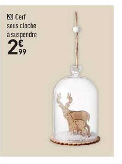 cerf sous cloche à suspendre