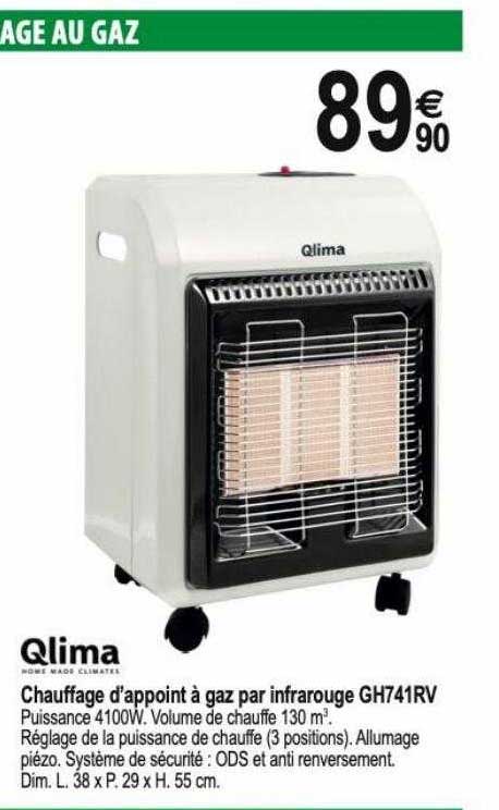 chauffage d'appoint à gaz par infrarouge gh741rv qlima