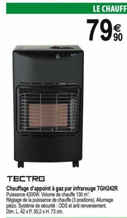 chauffage d'appoint à gaz par infrarouge tgh242r tectro