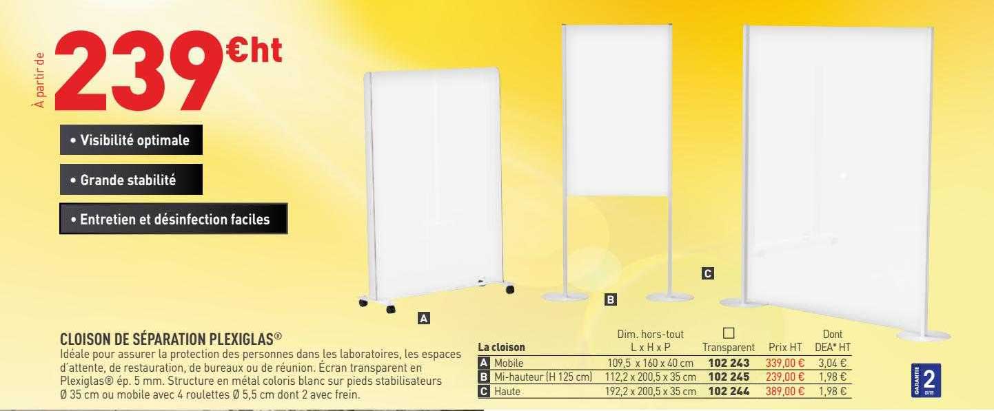 cloison de séparation plexiglas