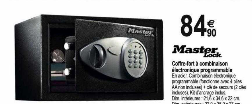 coffre-fort à combinaison électronique programmable master lock