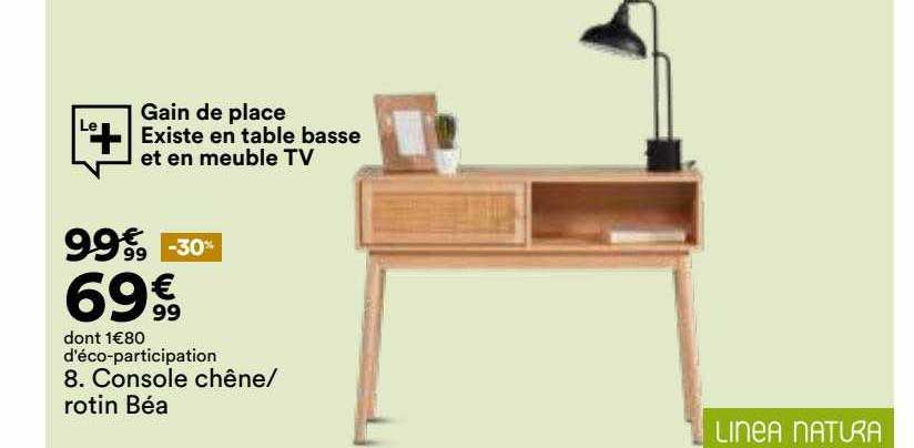 console chêne-rotin béa