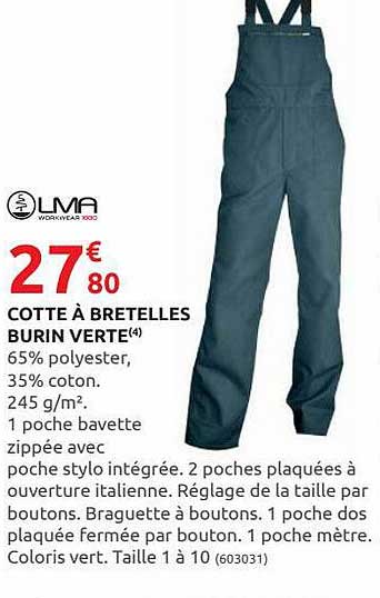 cotte à bretelles burin verte lma