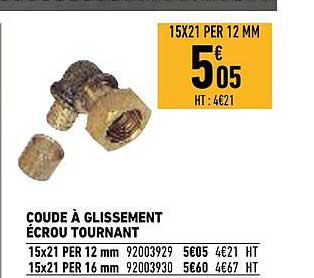 coude à glissement écrou tournant