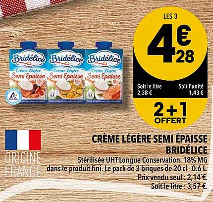 crème légère semi épaisse bridélice