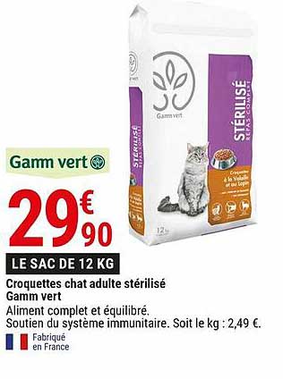 croquettes chat adulte stérilisé gamm vert
