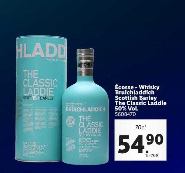 écosse - whisky bruichladdich scottish barley the classic laddie 50% vol.