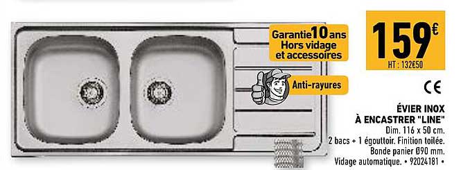 évier inox à encastrer "line"