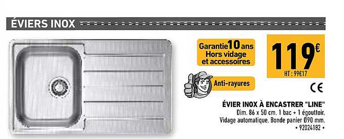 évier inox à encastrer "line"