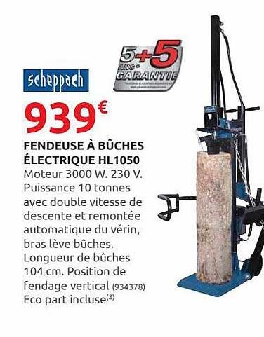fendeuse à bûches électrique hl 1050 scheppach