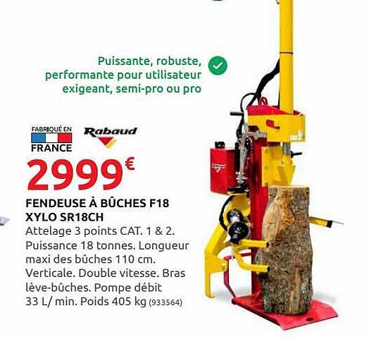 fendeuse à bûches f18 xylo sr18ch rabaud