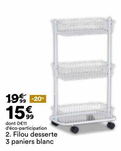 Filou Desserte 3 Paniers Blanc