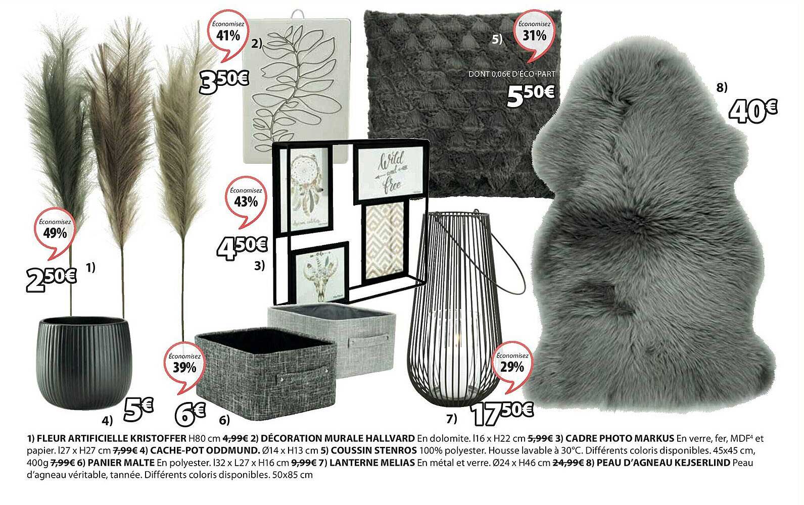 fleur artificielle kristoffer, décoration murale hallvard, cadre photo markus, cache-pot oddmund, soussin stenros, panier malte, lanterne melias, peau d'agneau kejserlind