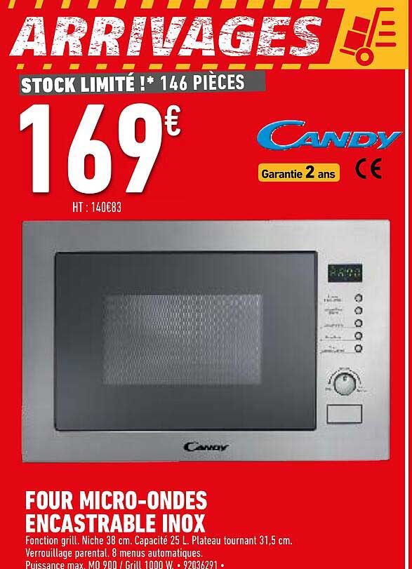 four micro-ondes encastrable inox candy