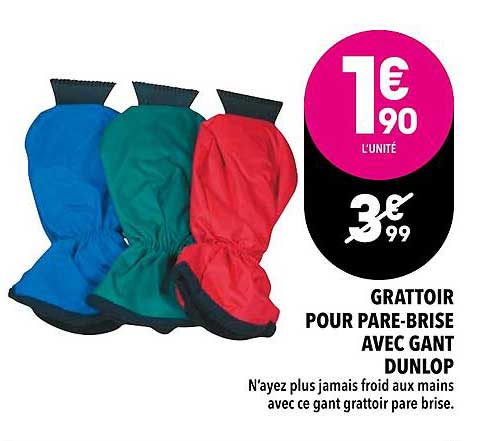 grattoir pour pare-brise avec gant dunlop