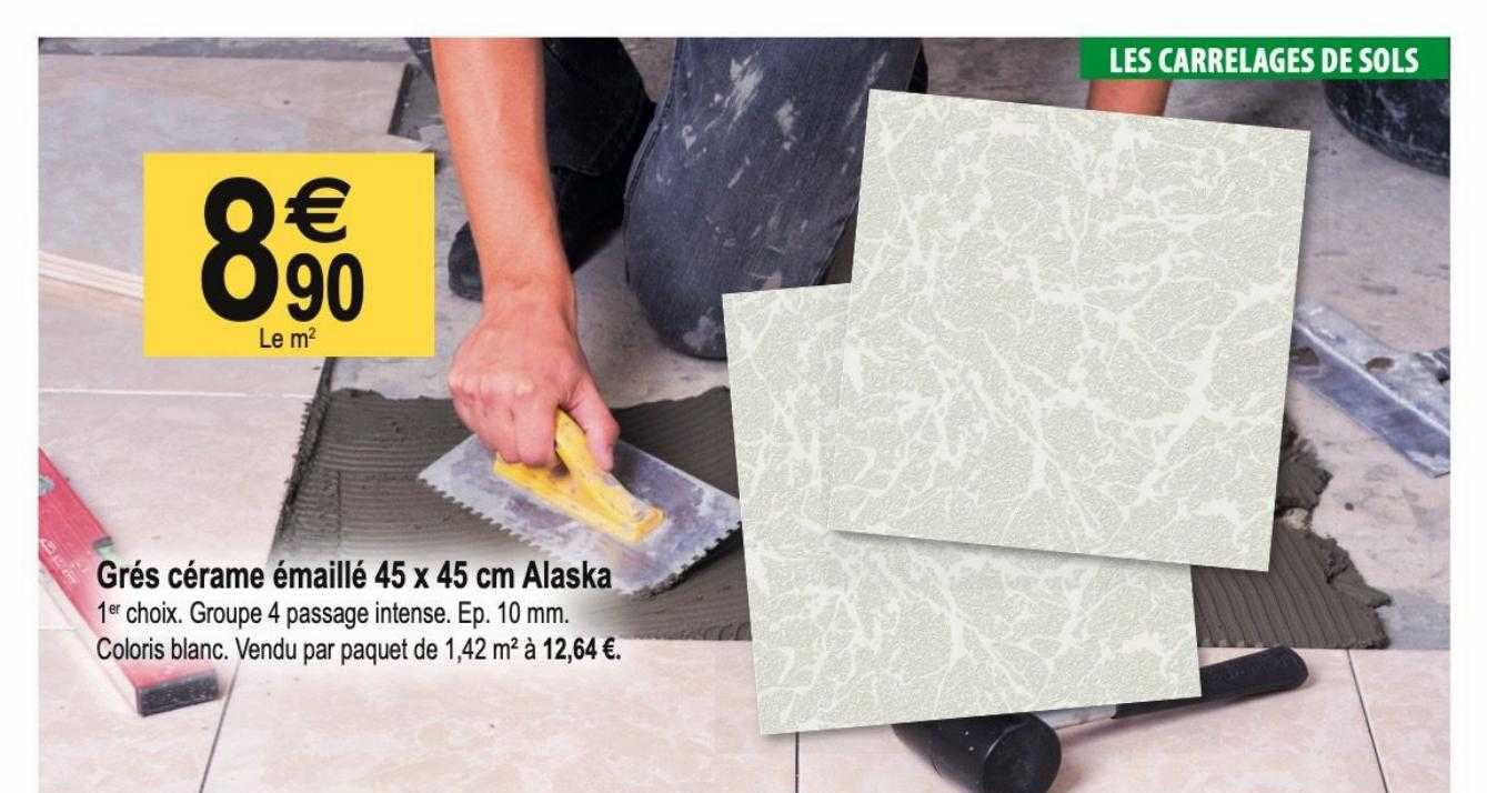 grés cérame émaillé 45 x 45 cm alaska