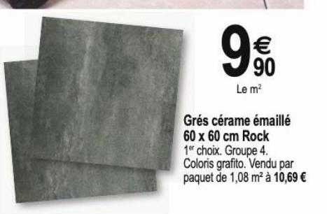 grés cérame émaillé 60 x 60 cm rock