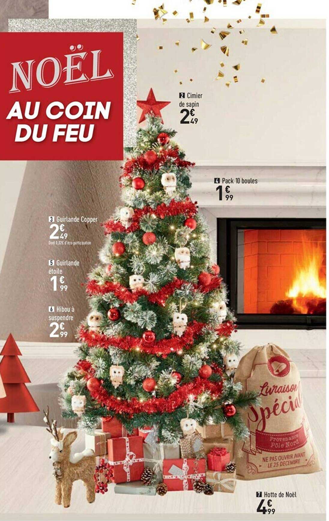 guirlande copper, pack 10 boules, cimier de sapin, guirlande étoile, hibou à suspendre, hotte de noël