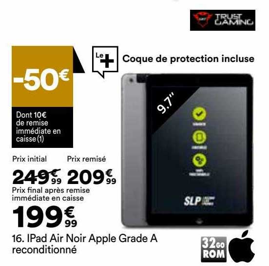 iPad air noir apple grade a reconditionné