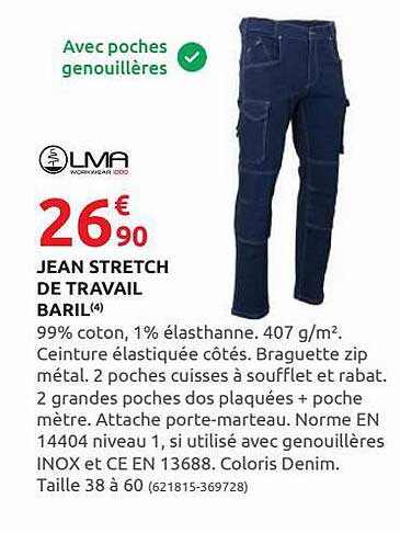 jean stretch de travail baril lma
