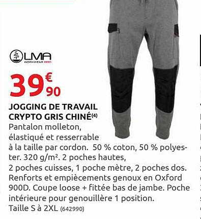 jogging de travail crypto gris chiné lma