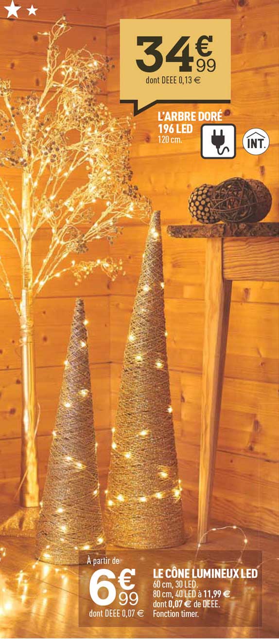 l'arbre doré 196 led, le cône lumineux led