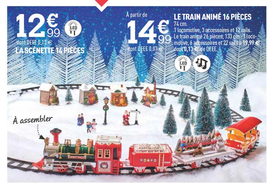 la scénette 14 pièces, le train animé 16 pièces
