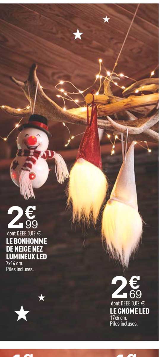 le bonhomme de neige nez lumineux led, le gnome led