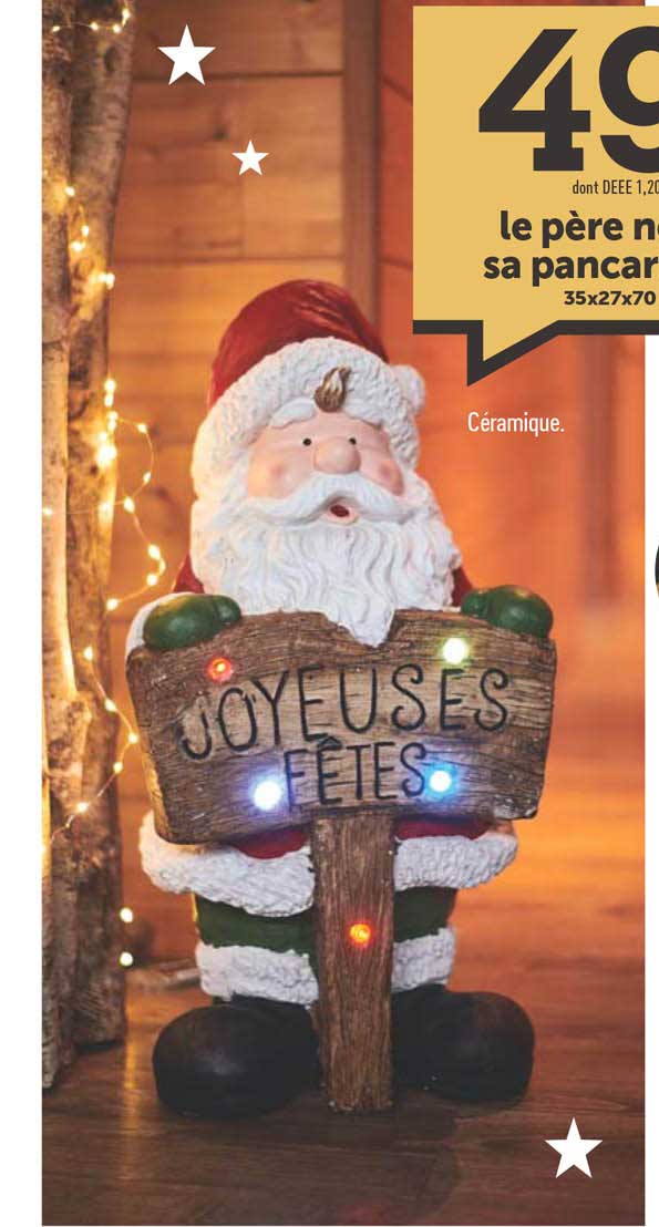 le père noël et sa pancarte led