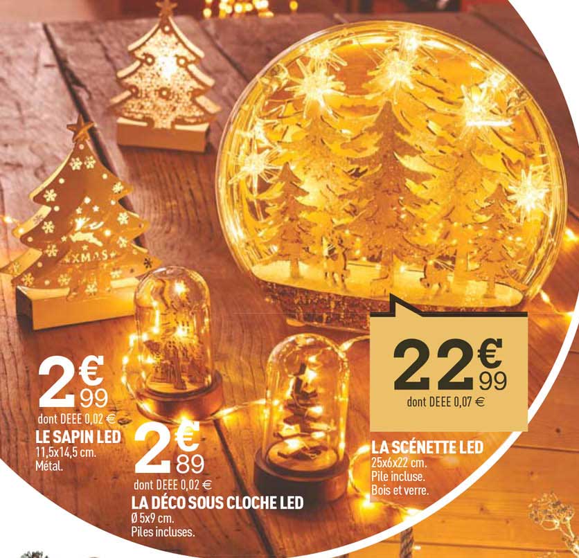 le sapin led, la déco sous cloche led, la scénette led
