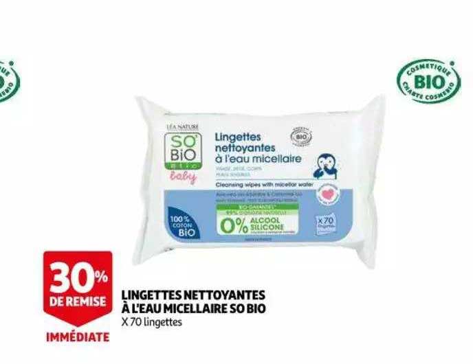 lingettes nettoyantes à l'eau micellaire so bio