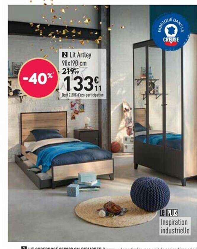 Lit Artley 90 X 190 Cm