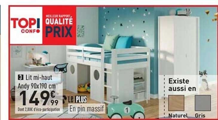 lit mi-haut andy 90 x 190 cm