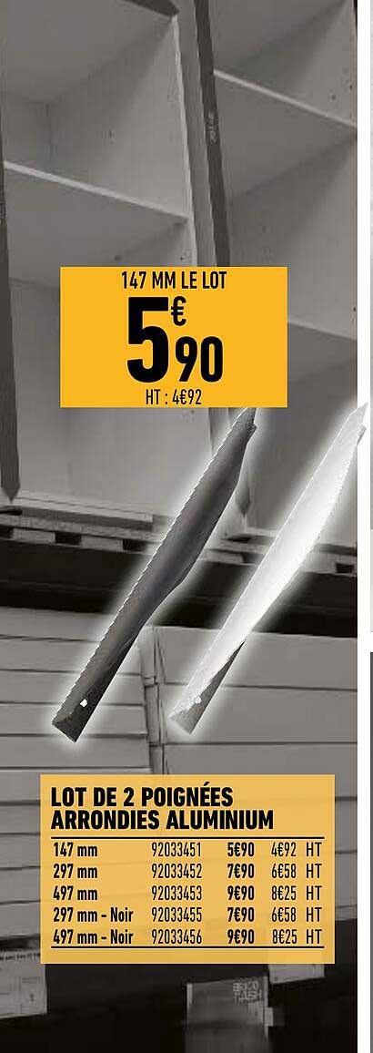 Lot De 2 Poignées Arrondies Aluminium