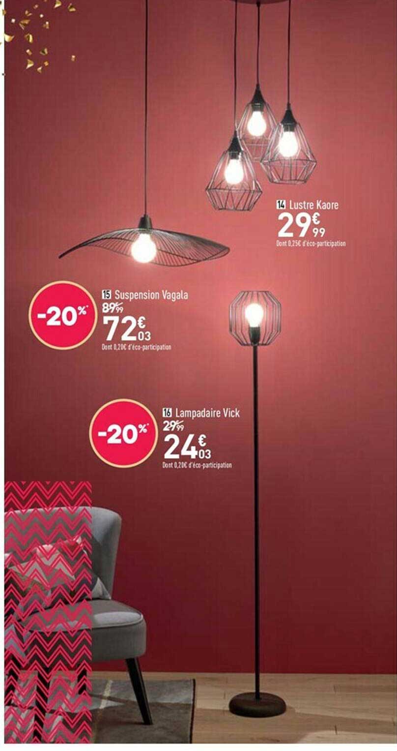 lustre kaore, suspension vagala, lampadaire vick