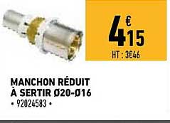 manchon réduit à sertir ø20-ø16