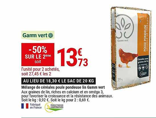 Mélange De Céréales Poule Pondeuse Lin Gamm Vert