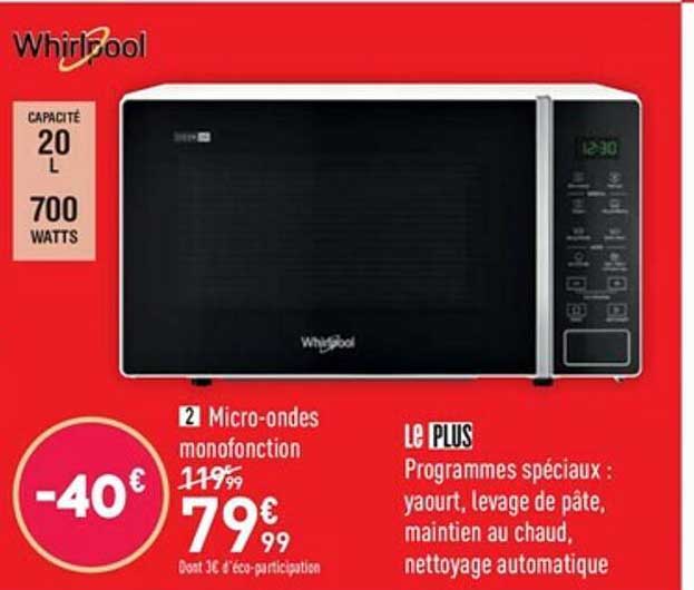 micro-ondes monofonction whirlpool