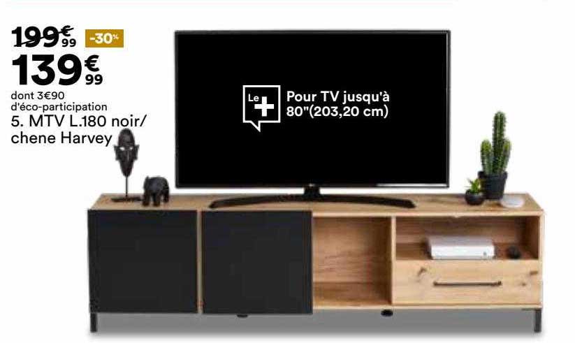 mtv l.180 noir-chêne harvey